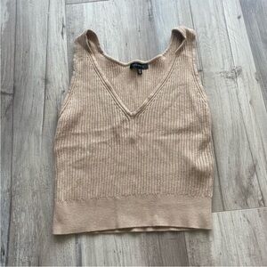Dynamite Tan Beige Ribbed Fitted Knit Tank Top